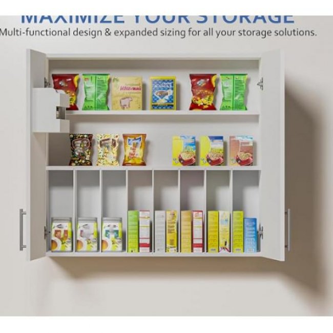 Large 35-inch wall cabinet with p2 board and soft close hinges, ideal for maximizing storage space.