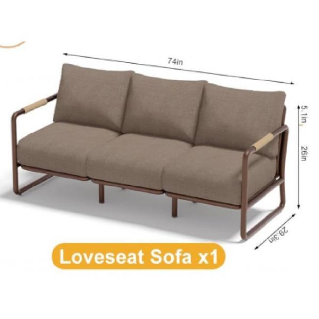 Loveseat sofa x1, modern design with wooden frame and cushioned seating, ideal for living spaces.