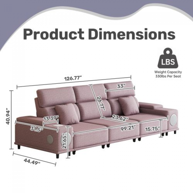 Electric Recliner Sofa Bed – 16-Unit Clearance Sale, USA Warehouse NJ 08512 (Pink, Gray, Blue) - Image 4
