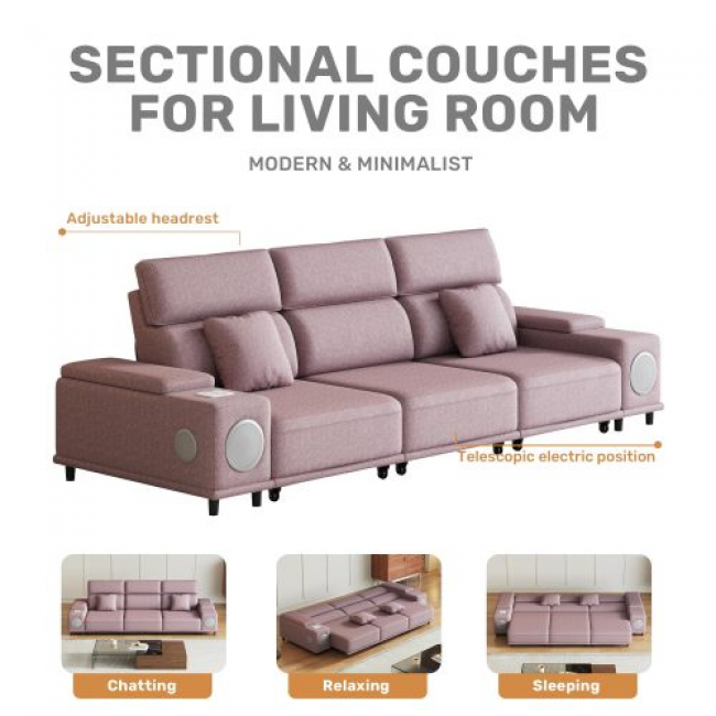 Electric Recliner Sofa Bed – 16-Unit Clearance Sale, USA Warehouse NJ 08512 (Pink, Gray, Blue) - Image 5