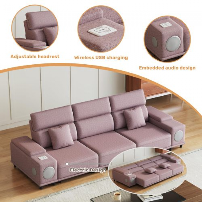 Electric Recliner Sofa Bed – 16-Unit Clearance Sale, USA Warehouse NJ 08512 (Pink, Gray, Blue) - Image 1