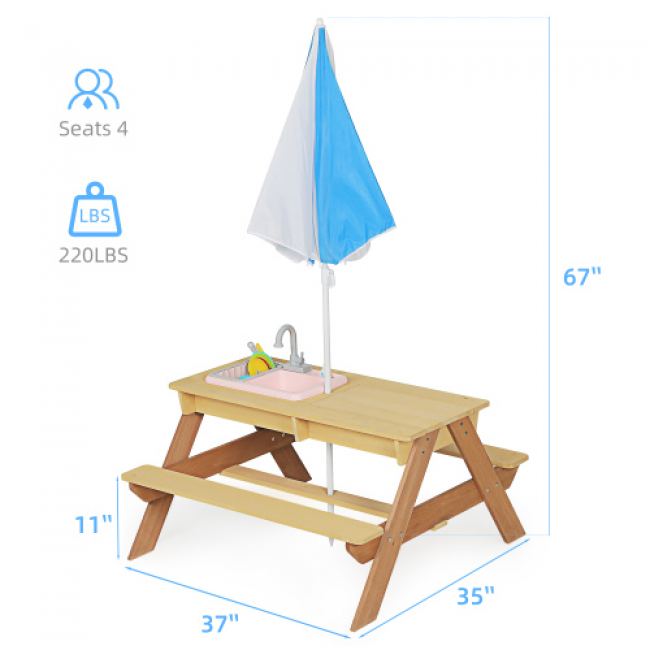 Children's Wooden Umbrella Sand Table - Fun Outdoor Play | Bulk Wholesale Available - Image 1