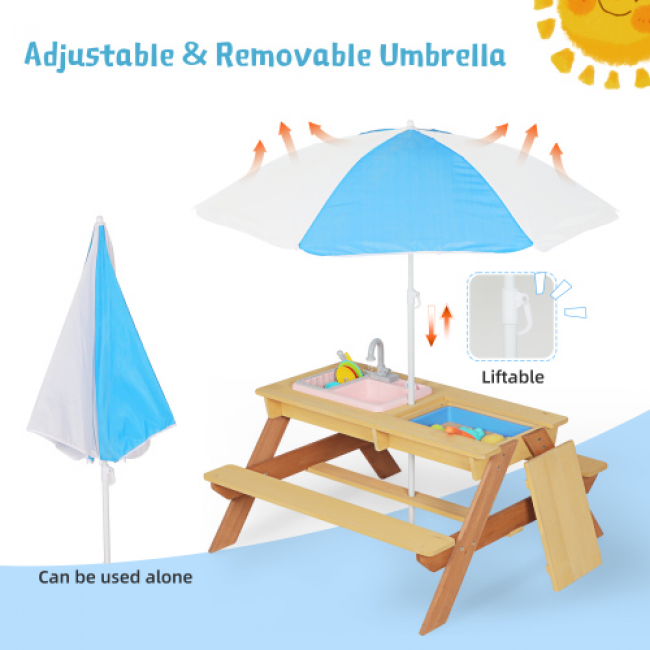 Children's Wooden Umbrella Sand Table - Fun Outdoor Play | Bulk Wholesale Available - Image 4