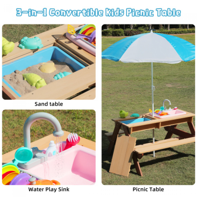 Children's Wooden Umbrella Sand Table - Fun Outdoor Play | Bulk Wholesale Available - Image 5