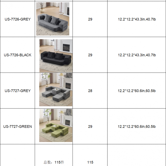Convertible Sofa 115pc - Comfortable Home Furniture | Wholesale Bulk Pricing - Image 13
