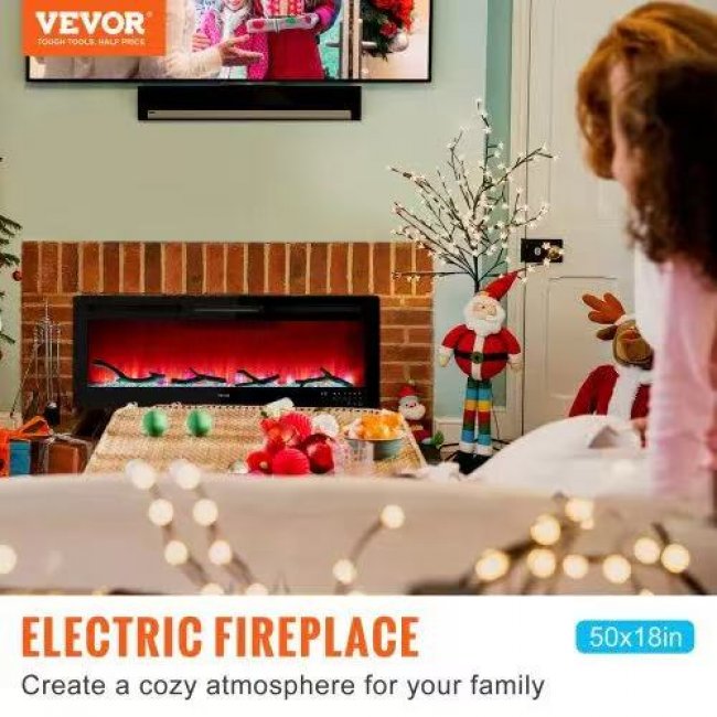Vevor 50 Inch Electric Fireplace - Adjustable Flame & Speed | Wholesale Direct - Image 4