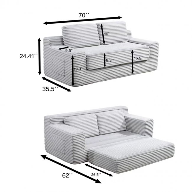 Convertible Sofa Beds - Comfortable Gray & Black | Bulk Wholesale - Image 12